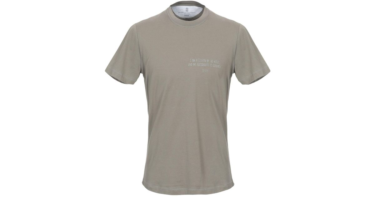 Brunello Cucinelli Cotton T-shirt in Khaki (Gray) for Men - Lyst