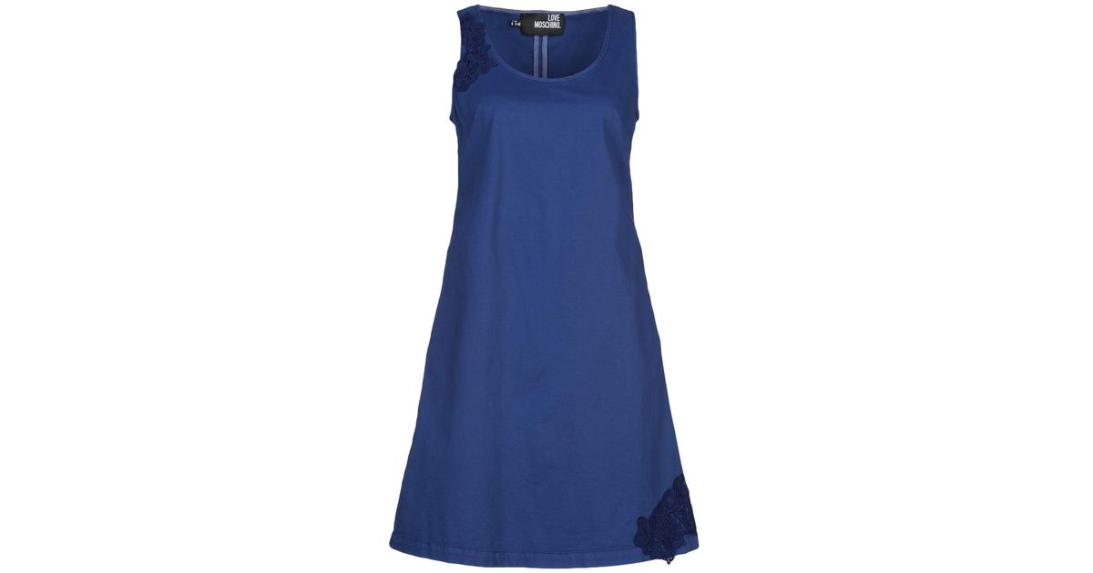 Love Moschino Cotton Short Dress in Bright Blue (Blue) - Lyst