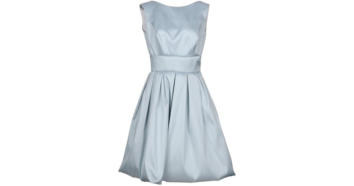 Io Couture Satin Knee-length Dress in Sky Blue (Blue) - Lyst