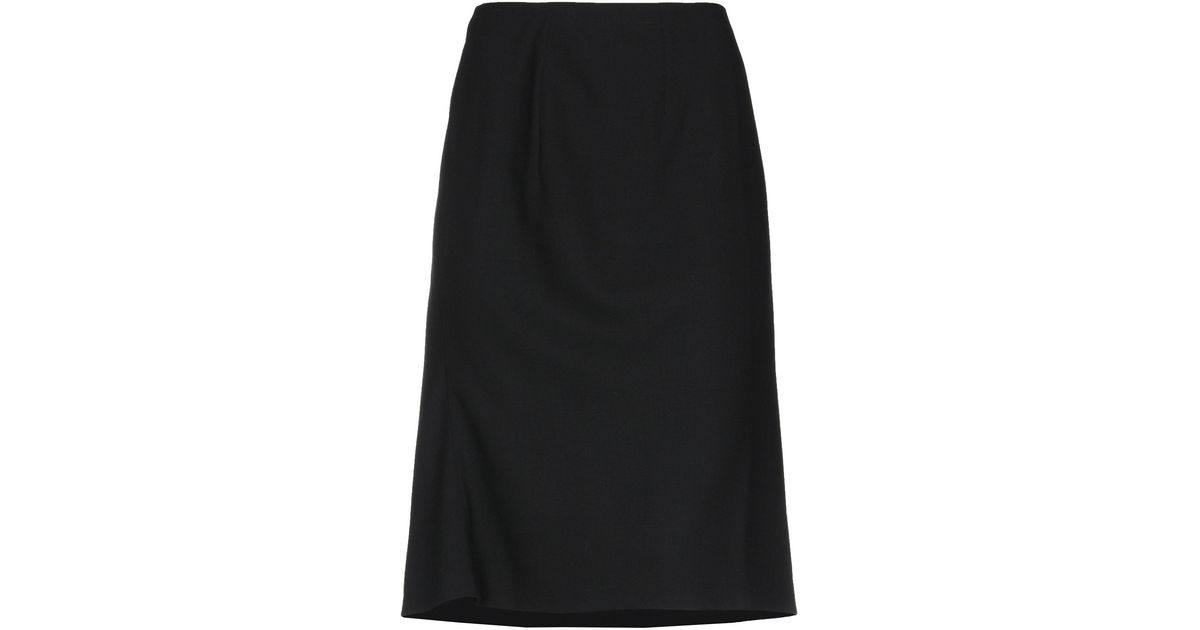 Valentino Wool Knee Length Skirt in Black - Lyst