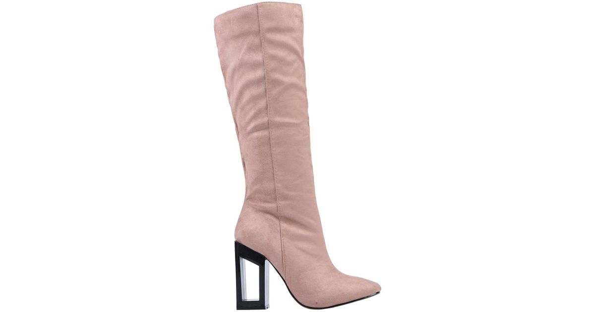 pale pink knee high boots