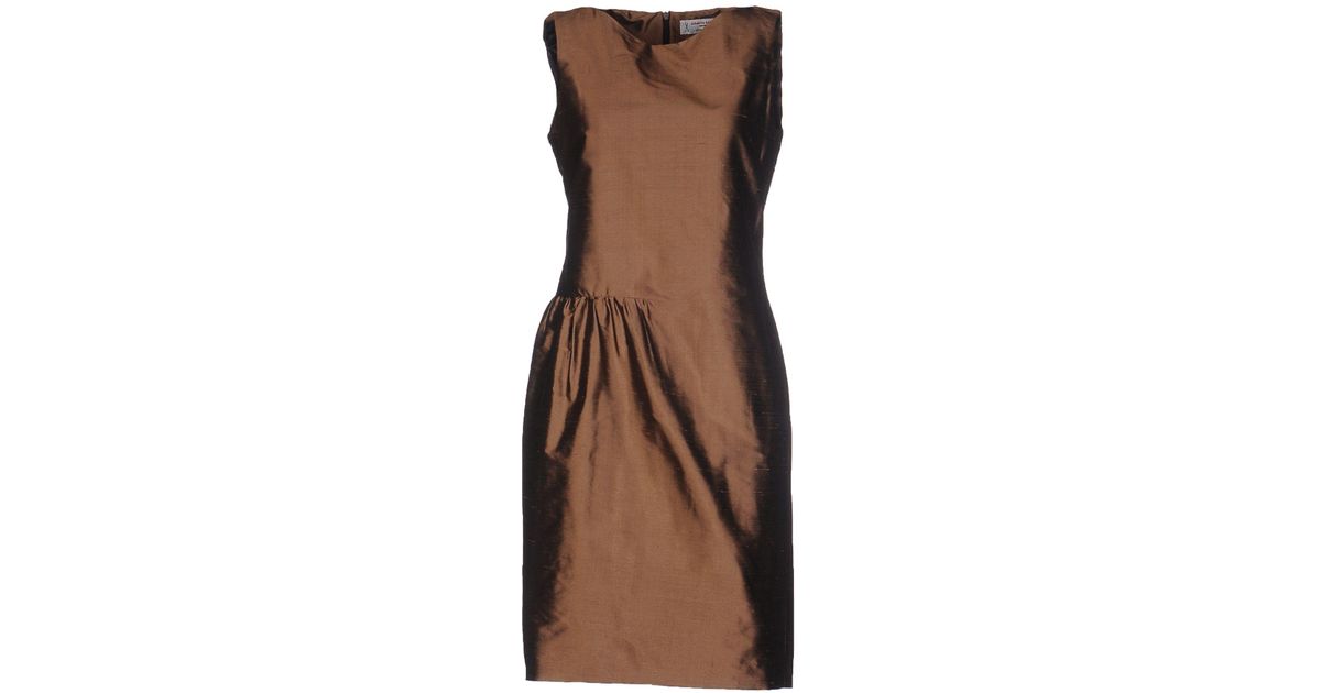Alberto Biani Silk Knee-length Dress in Brown - Lyst