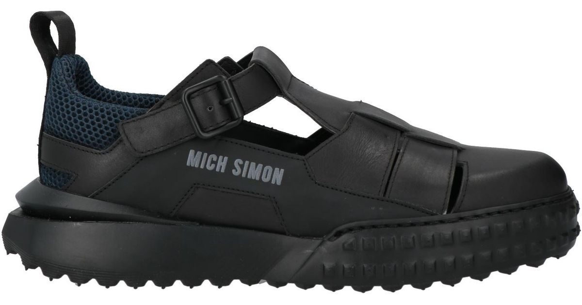 MICH SIMON Sandals Calfskin, Textile Fibers in Black for Men 