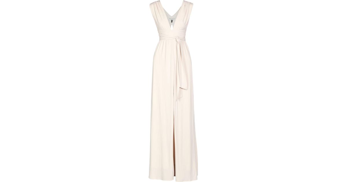 Halston Synthetic Long Dress in Beige (Natural) - Lyst