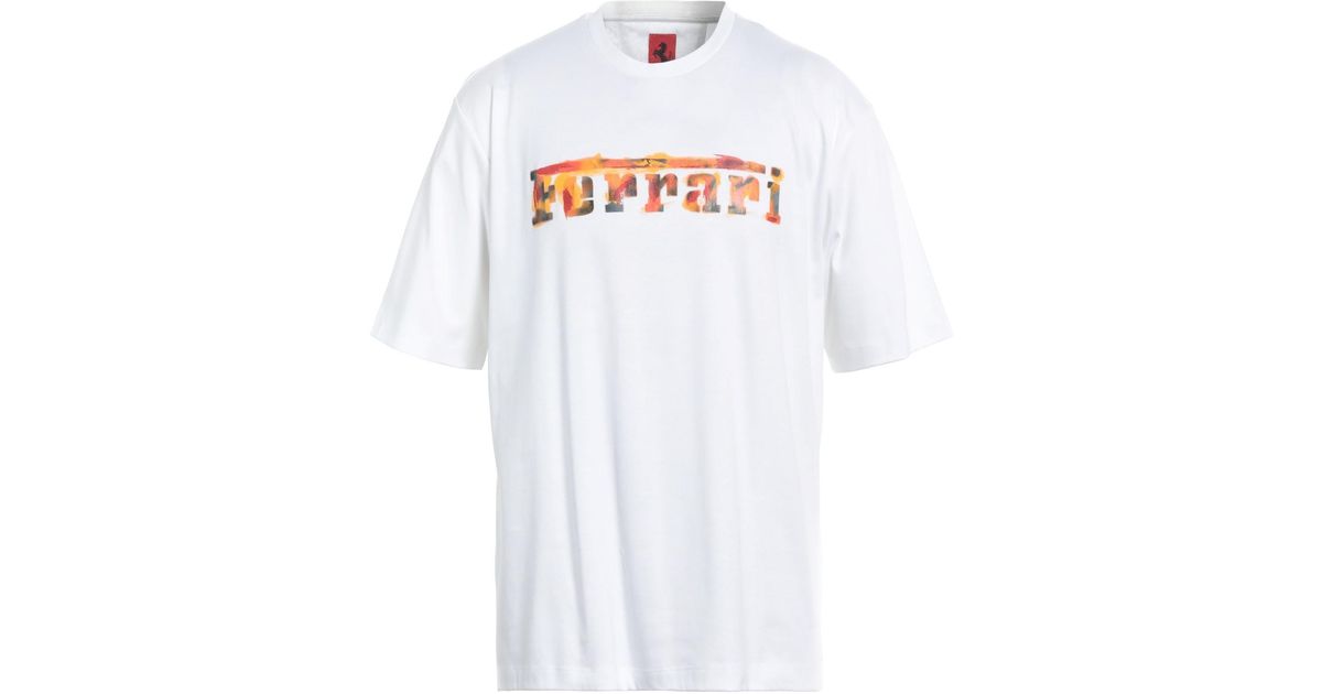 Tシャツ・カットソー FERRARI Men T-shirt White 47822 13 Cotton T-shirt with Ferrari logo in Optical White for Men