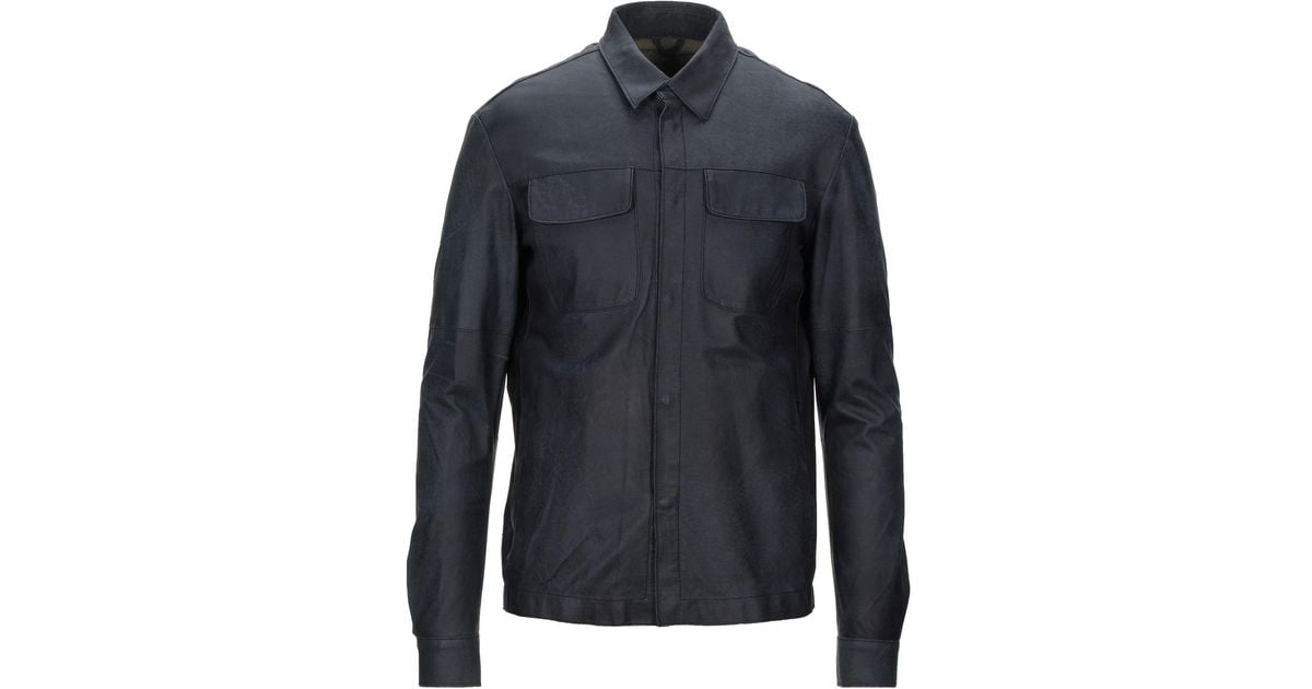 Giorgio Brato Leather Shirt in Dark Blue (Blue) for Men - Lyst