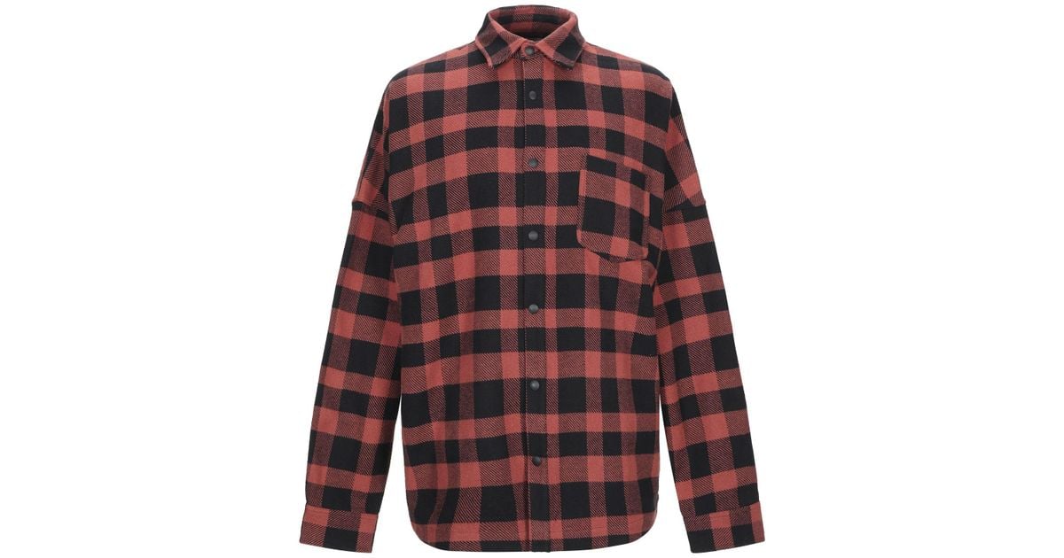 Palm Angels Flannel Shirt in Brick Red (Red) for Men - Lyst