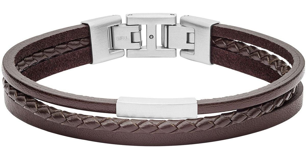 Fossil Leather Bracelet in Dark Brown (Brown) for Men Lyst
