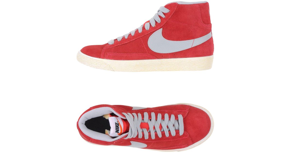 Nike Leather High-tops & Sneakers in Red for Men - Lyst