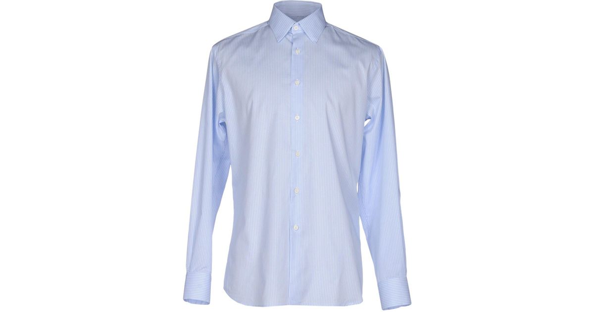 Prada Cotton Shirt in Sky Blue (Blue) for Men - Lyst