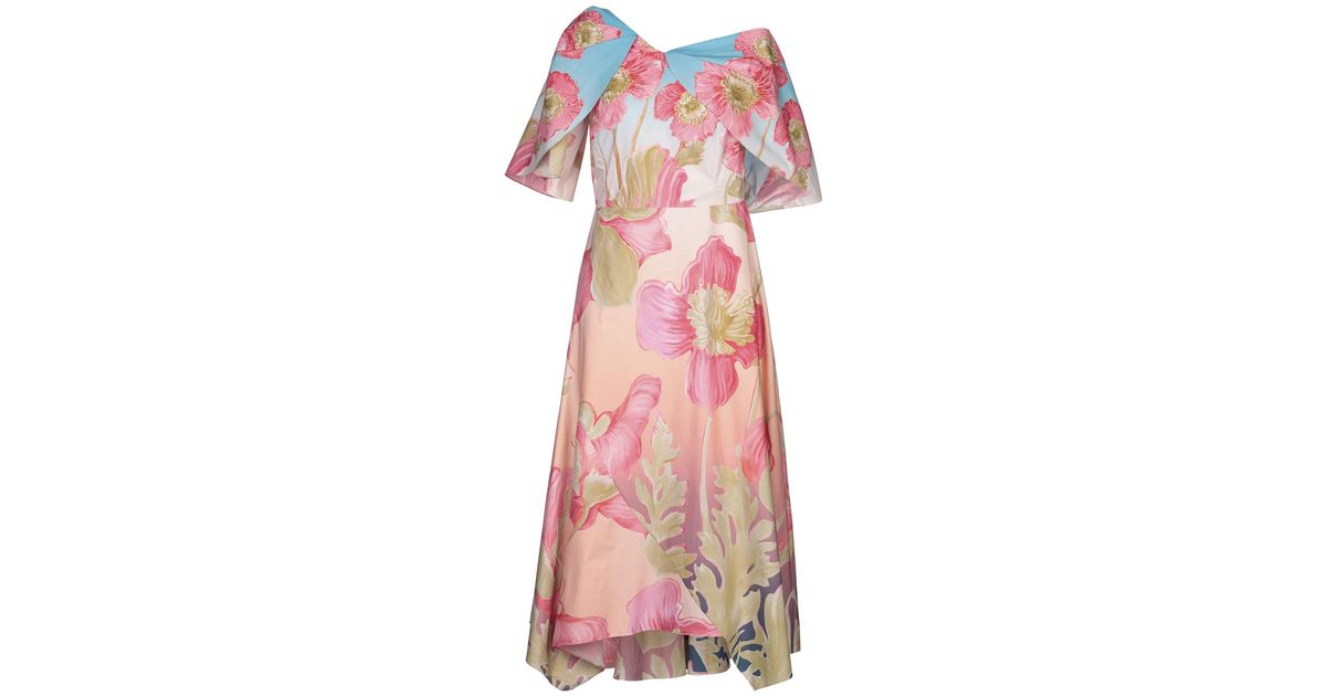 Peter Pilotto Cotton 3/4 Length Dress in Pink - Lyst