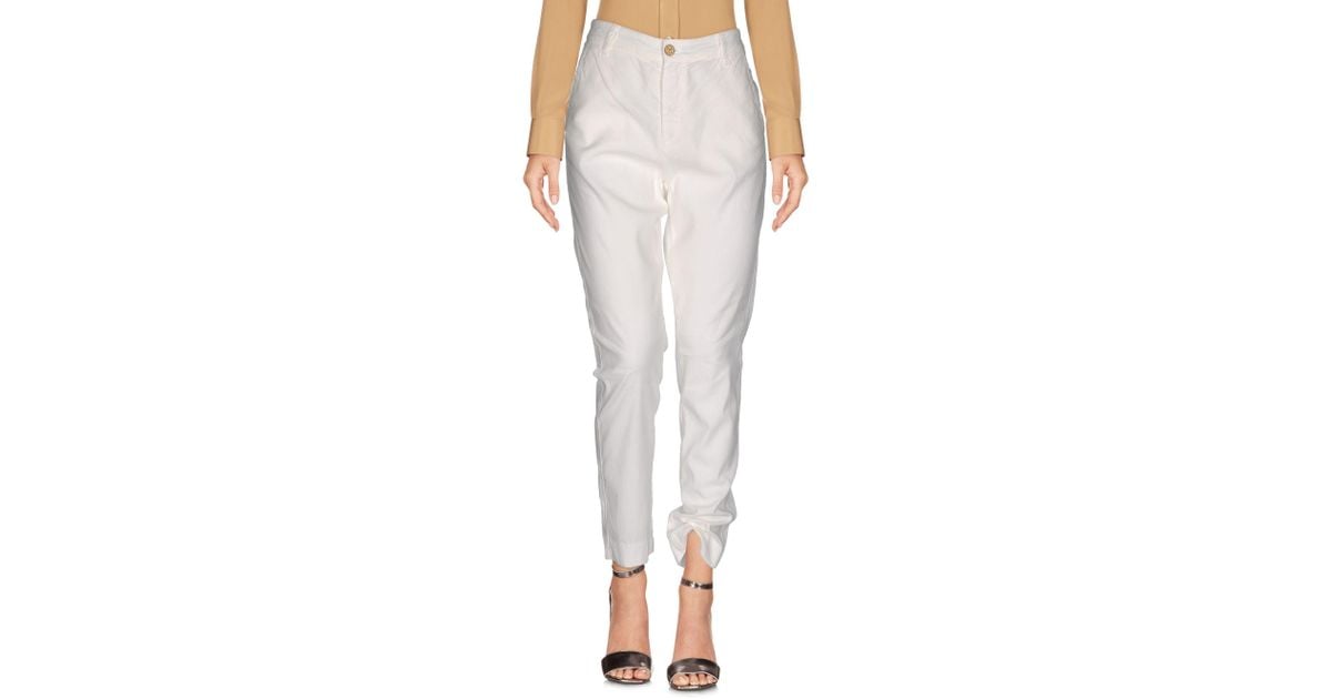 Manila Grace Linen Casual Pants in White - Lyst