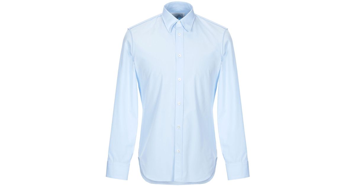 Maison Margiela Cotton Shirt in Sky Blue (Blue) for Men - Lyst