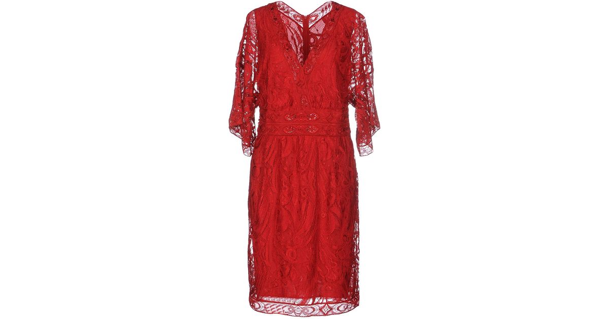 Emilio Pucci Lace Knee-length Dress in Brick Red (Red) - Lyst