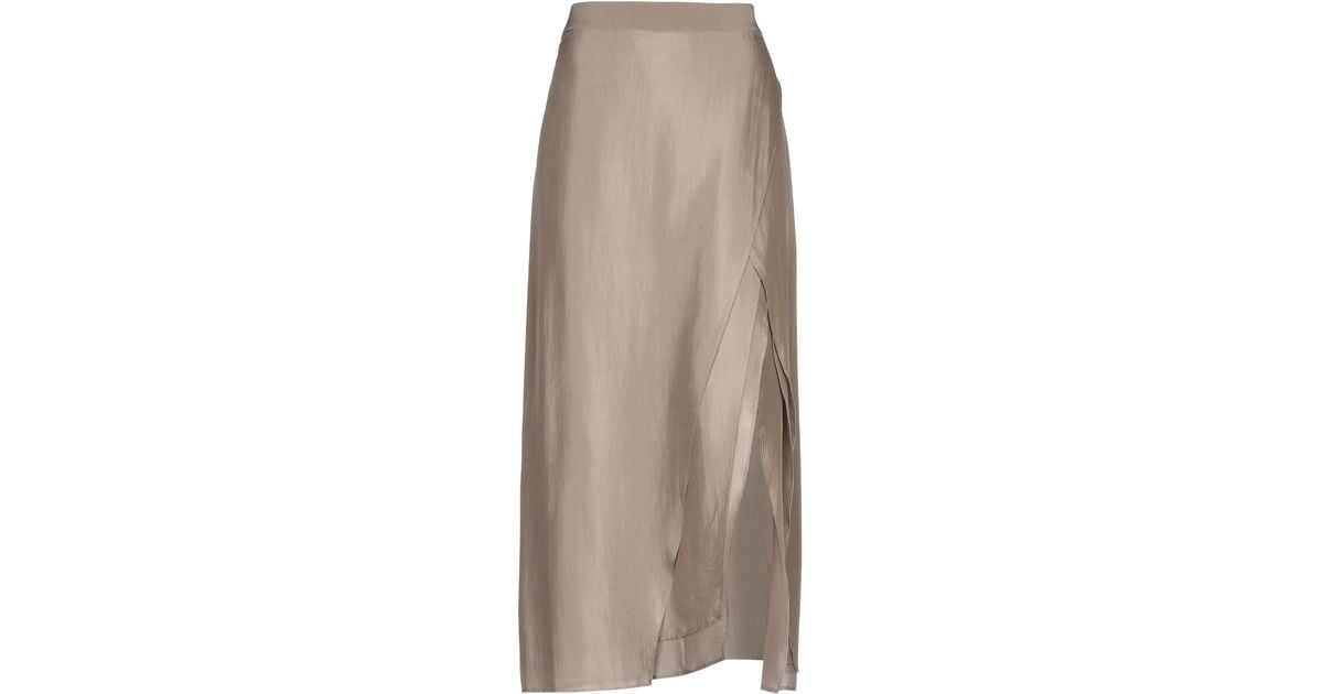 Brunello Cucinelli Silk 3/4 Length Skirt in Khaki (Natural) - Lyst