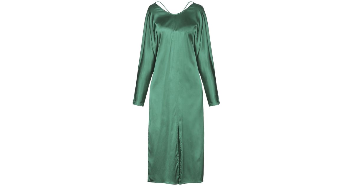 ..,merci Satin 3/4 Length Dress in Emerald Green (Green) - Lyst