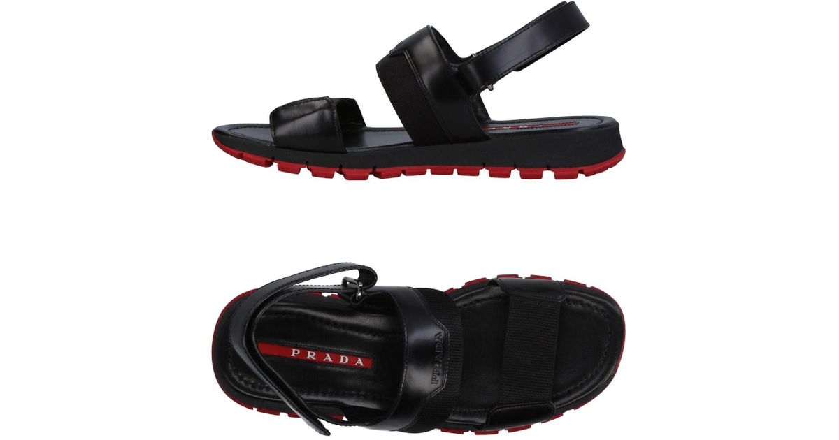 Prada Sport Leather Sandals in Black - Lyst