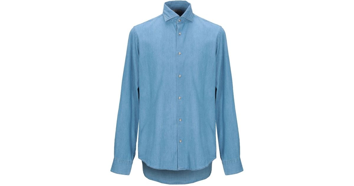 Guess Denim Shirt in Blue for Men - Lyst