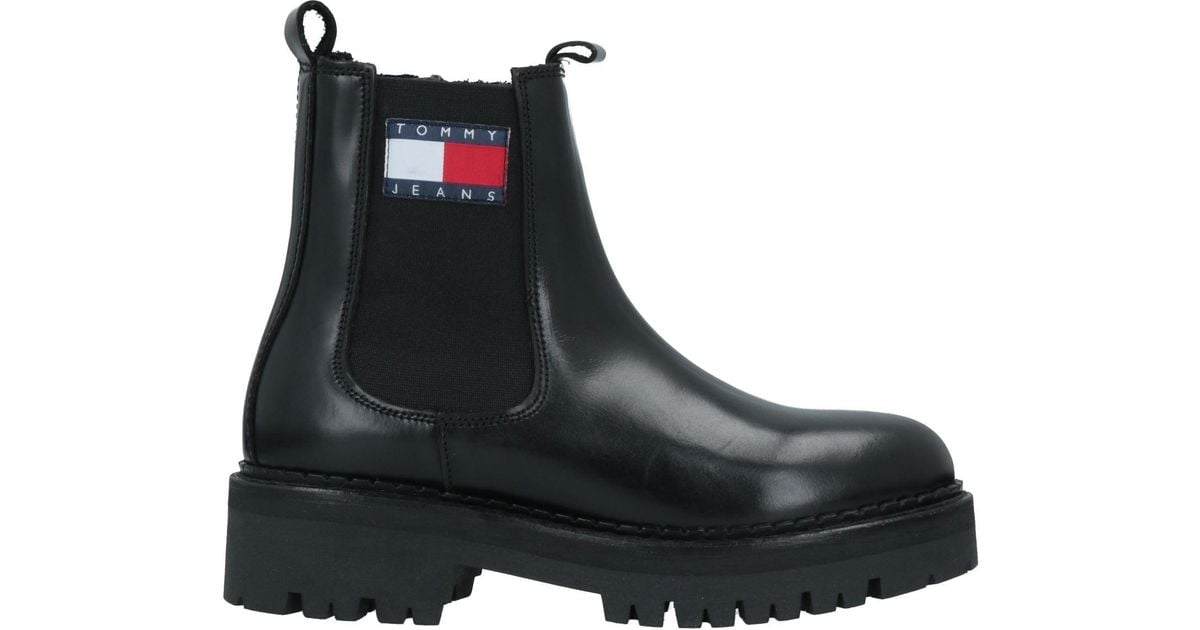 tommy hilfiger black patent boots