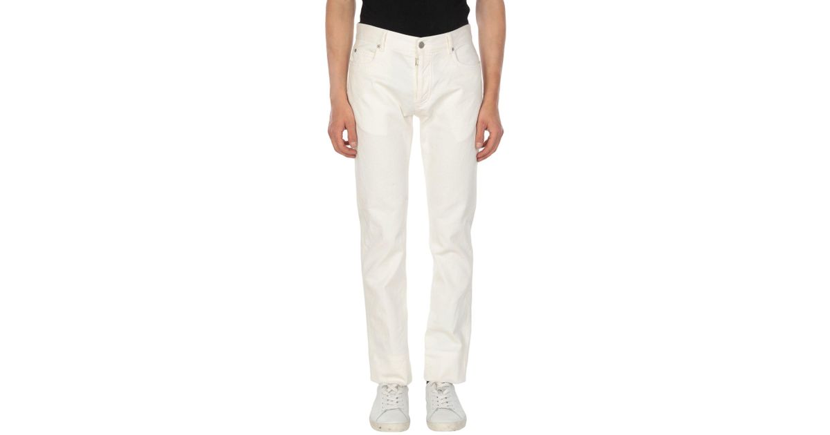 Maison Margiela Denim Trousers in Ivory (White) for Men - Lyst