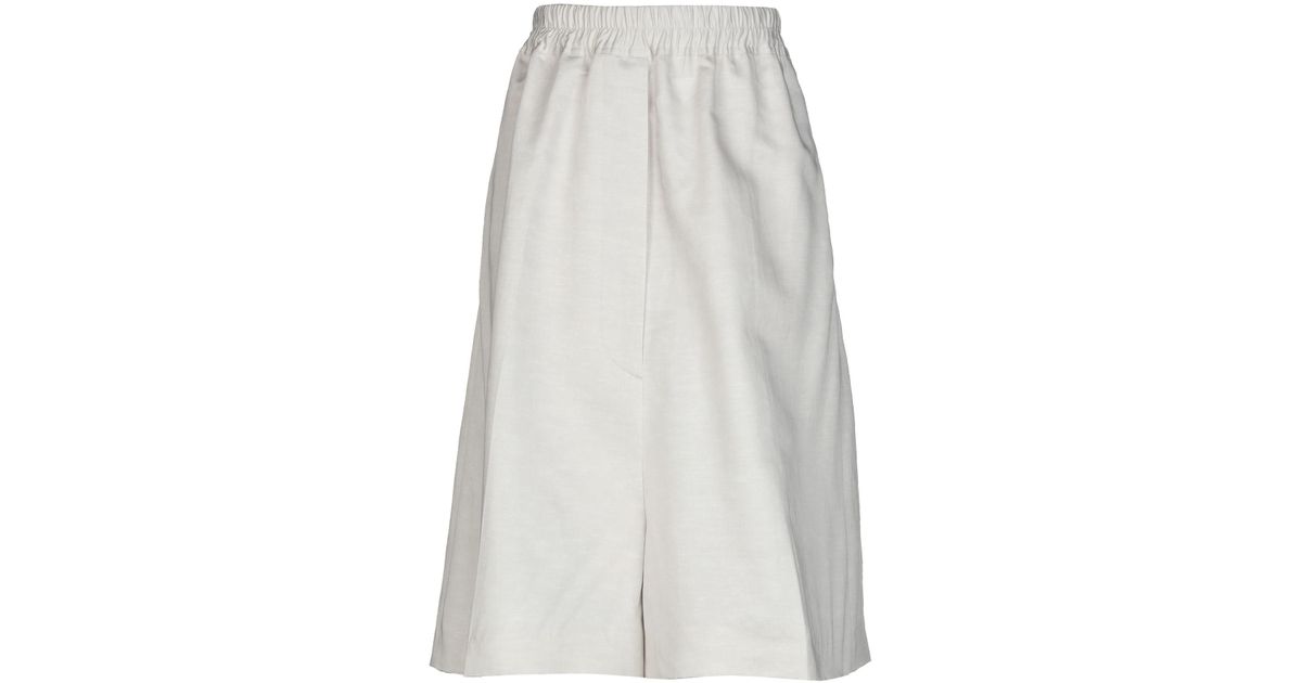 Jil Sander Linen Knee Length Skirt in Light Grey (Gray) - Lyst