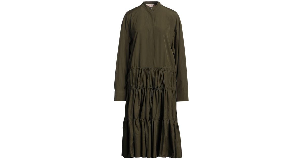 Marni Military Midi Dress Cotton in Green Lyst UK