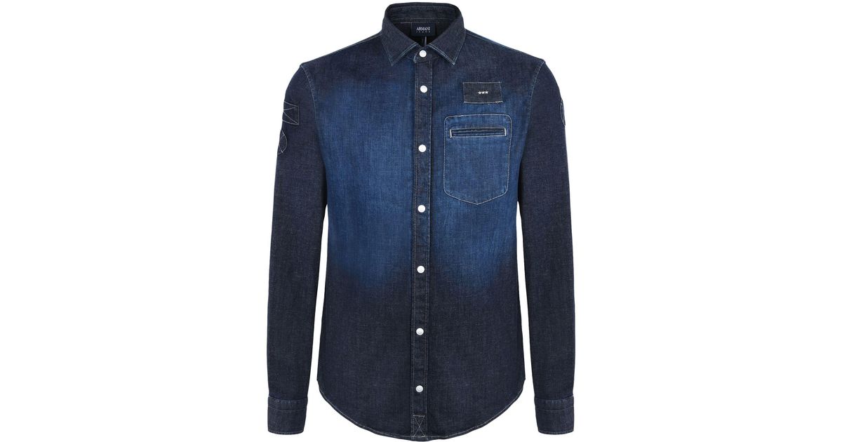 Armani Jeans Denim Shirt in Blue for Men | Lyst