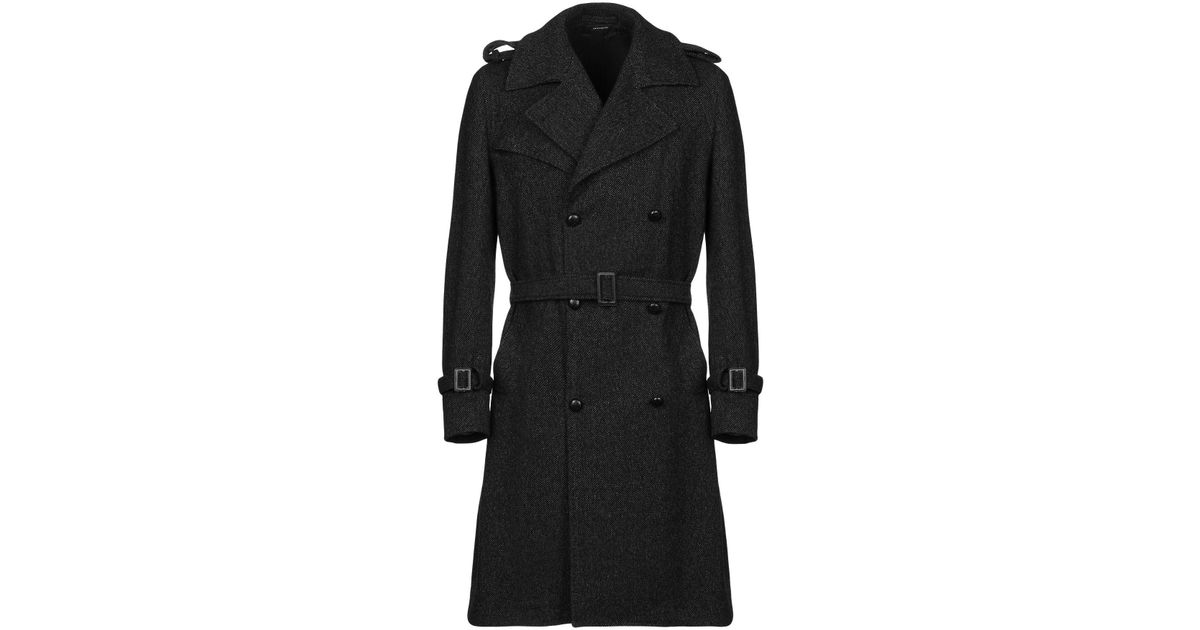 Gazzarrini Flannel Coat in Steel Grey (Black) for Men - Lyst