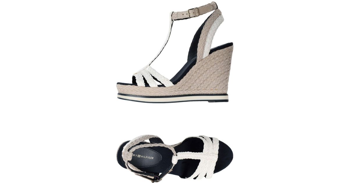 Tommy Hilfiger Leather Sandals in White - Lyst