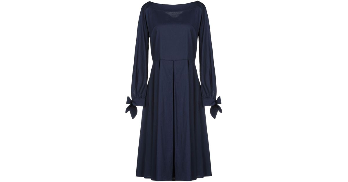 Ki6? Who Are You? Cotton Knee-length Dress in Dark Blue (Blue) - Lyst