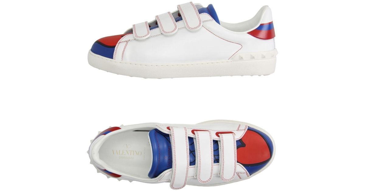 Valentino Heart Print Leather Sneakers in White for Men - Lyst