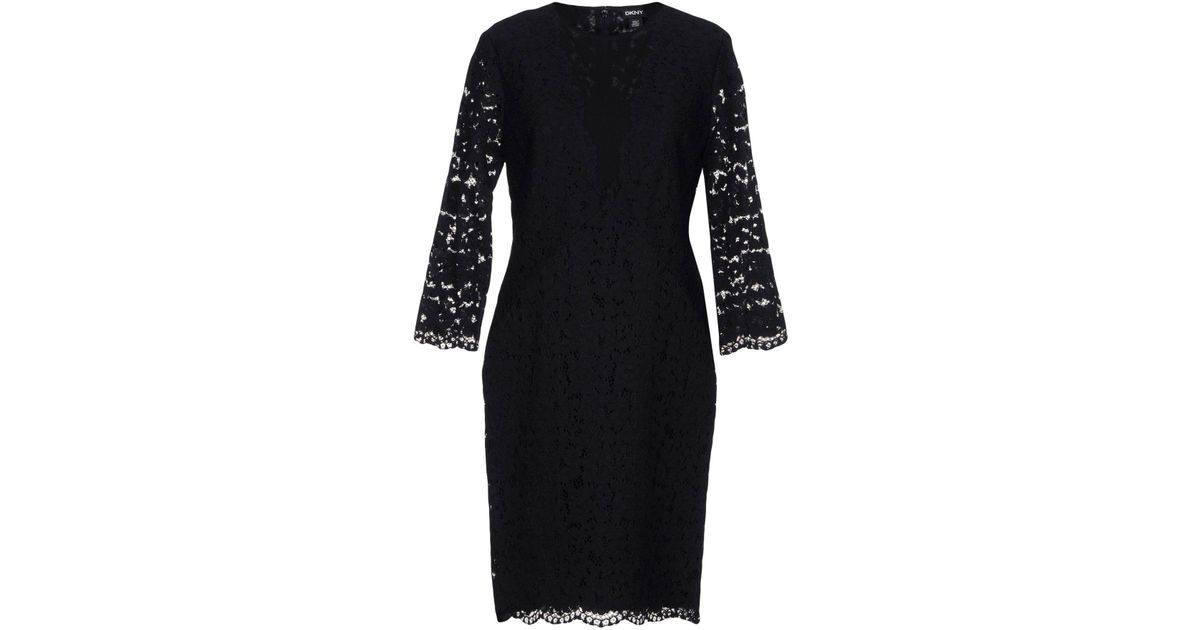 DKNY Lace Short Dress in Black - Lyst