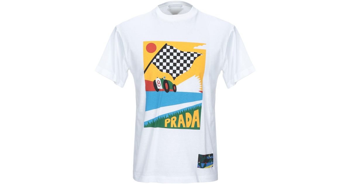 Prada Cotton Racing Flag Printed T 