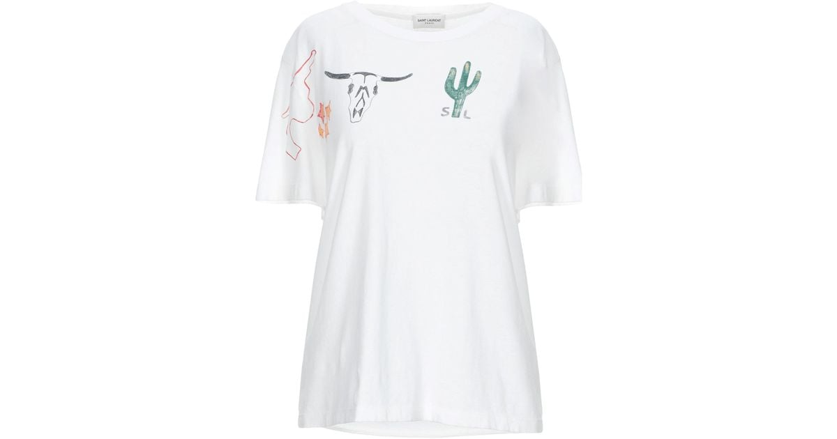 Saint Laurent T-shirt in White - Lyst