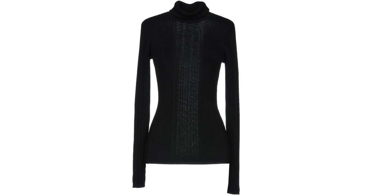 black fitted turtleneck top