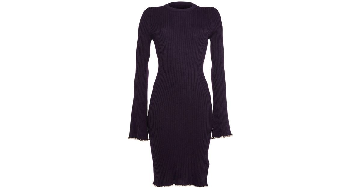 Dondup Wool Knee-length Dress in Dark Purple (Purple) - Lyst