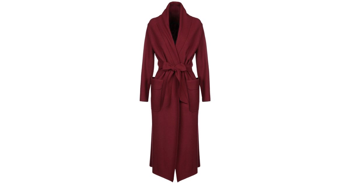 Carla G Wool Coat in Maroon (Red) - Lyst