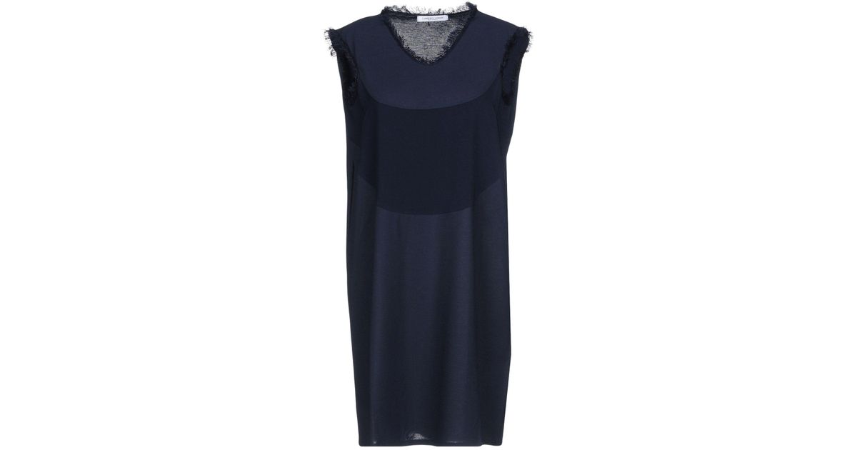 Lamberto Losani Cotton Short Dress in Dark Blue (Blue) - Lyst