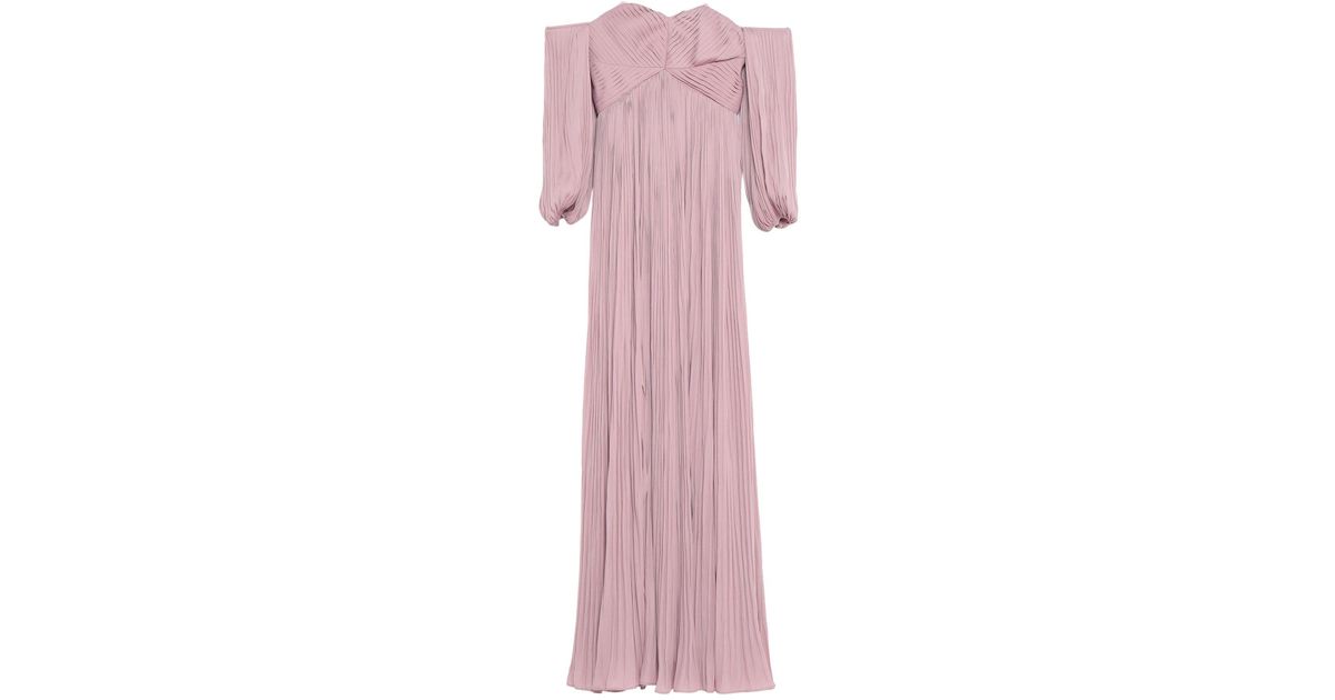 Halston Synthetic Long Dress in Pastel Pink (Pink) - Lyst