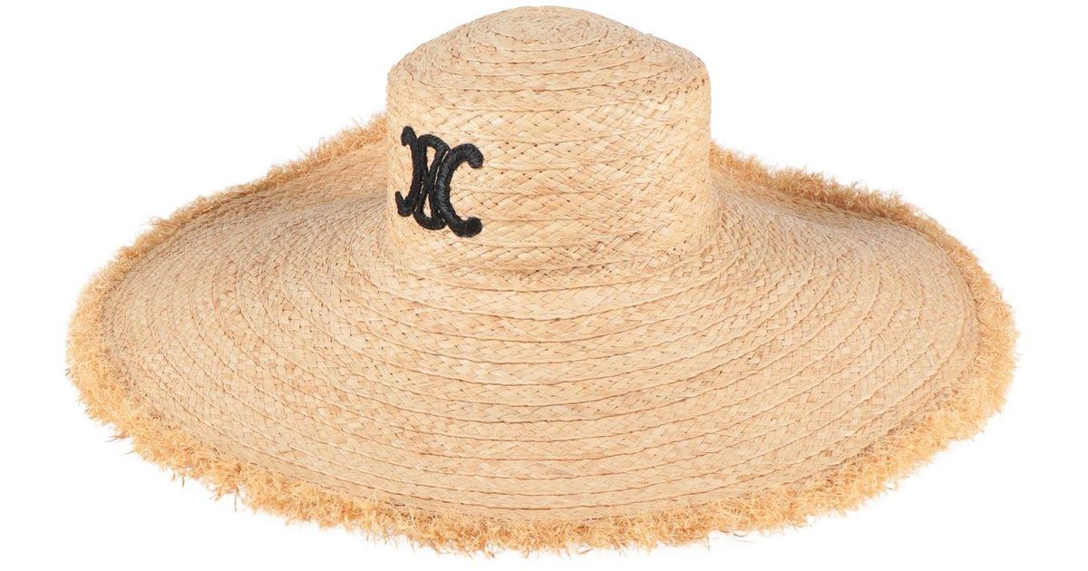 Celine Hat Natural Raffia in White | Lyst display picture 2