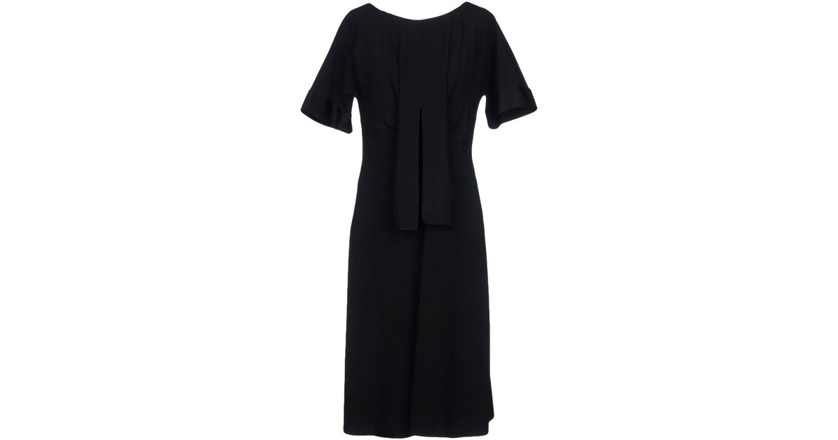 Alberta Ferretti Satin Knee-length Dress in Black - Lyst