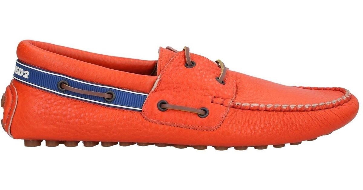 DSquared² Leather Loafer in Orange for Men Lyst