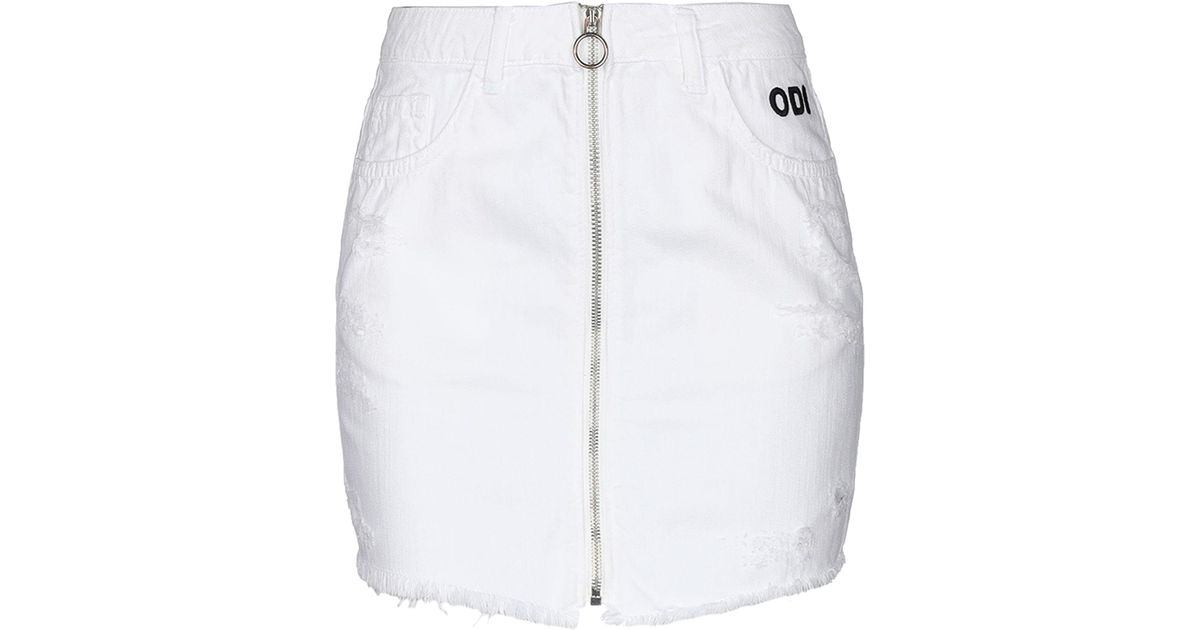 Odi Et Amo Denim Skirt in White - Lyst