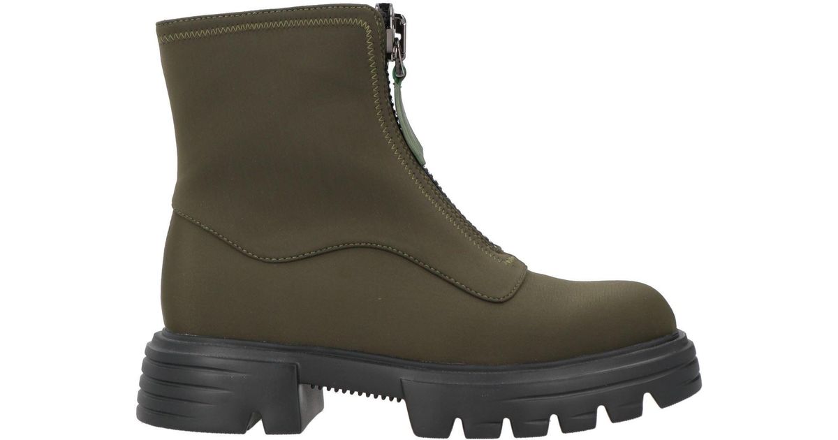 Jannot Designs Jeannot Military Ankle Boots Textile Fibers in Green | Lyst