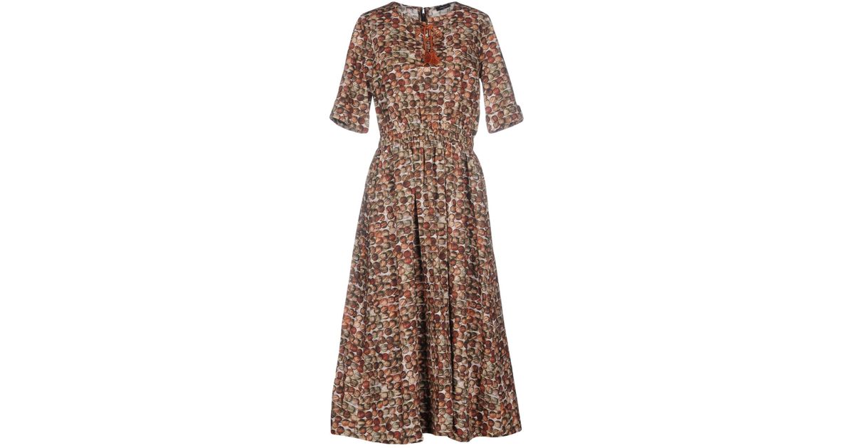 Roberto Collina Cotton 3/4 Length Dress in Cocoa (Brown) - Lyst