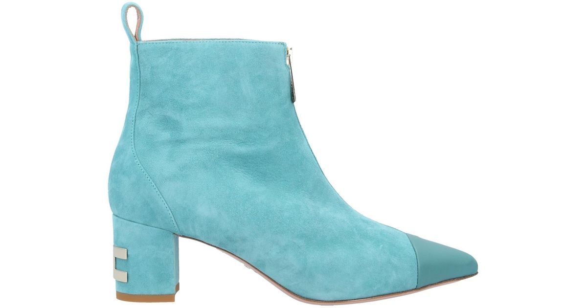 Elisabetta Franchi Suede Ankle Boots in Turquoise (Blue) - Lyst