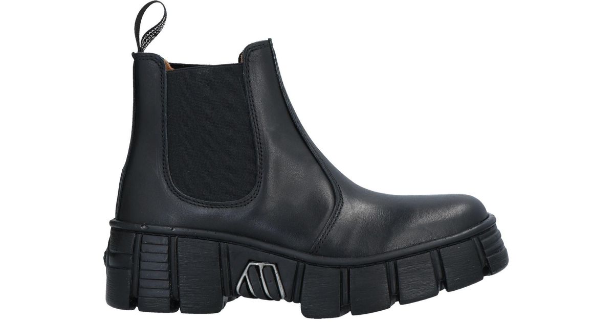 New Rock Leather Ankle Boots in Black | Lyst Australia