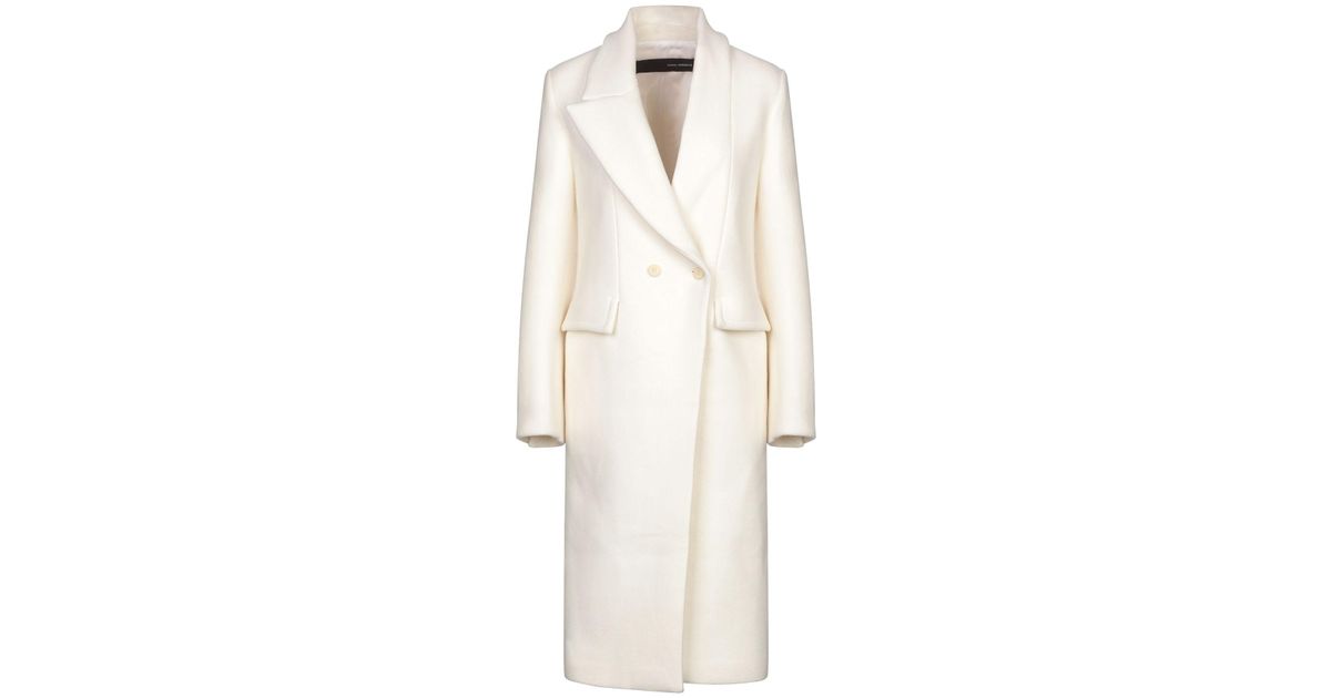 Isabel Benenato Wool Coat in Ivory (White) - Lyst