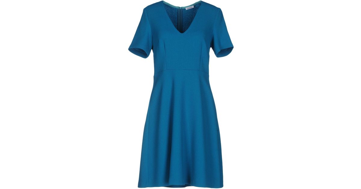 P.A.R.O.S.H. Wool Short Dress in Deep Jade (Blue) - Lyst