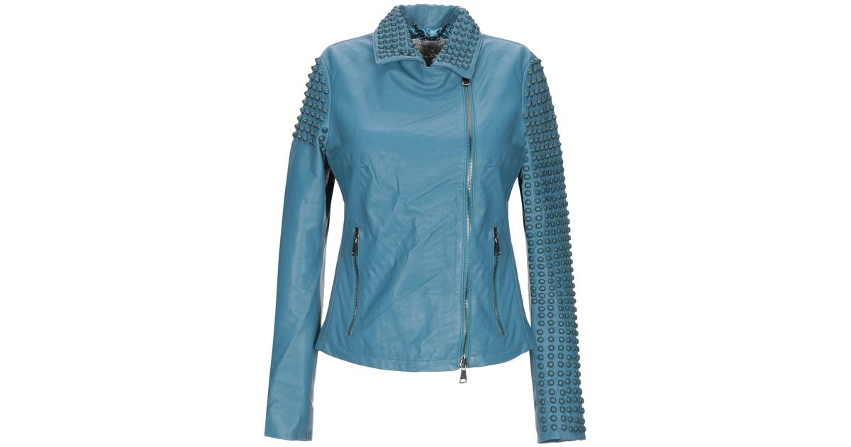 Vintage De Luxe Leather Jacket in Pastel Blue (Blue) Lyst